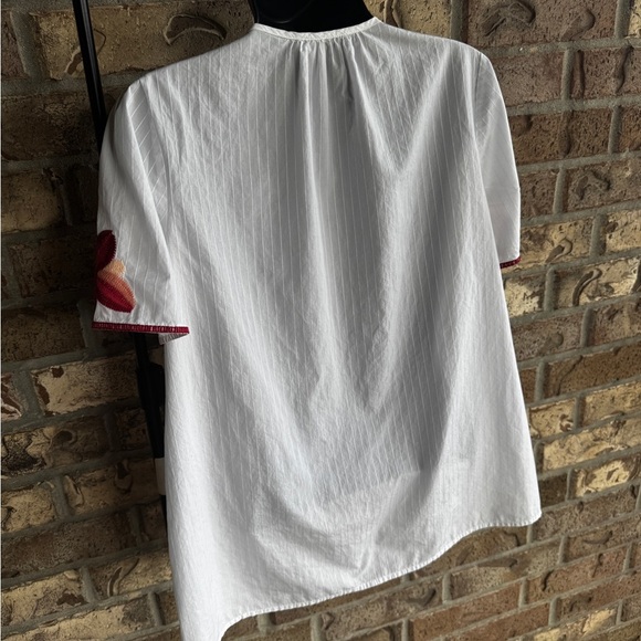 Madewell White Blouse with Red and Orange Embroidery Size Small - Picture 9 of 11